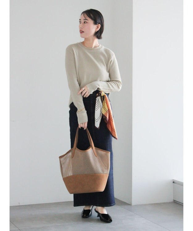 Te chichi デニムトラペーズスカート ネイビー