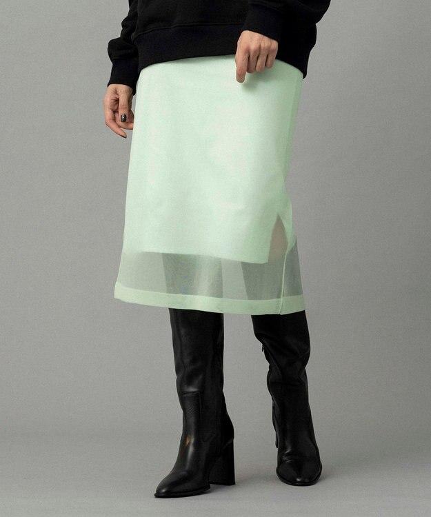 NAVE 【Nave・洗える】シアーニット スカート ライトグリーン系