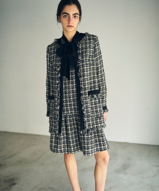 GRACE CONTINENTAL ツイードコンビワンピース ブラック