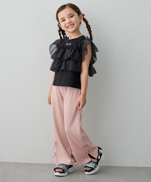 ANY KIDS 【新色追加】3WAY フリルドッキングTシャツ ブラック