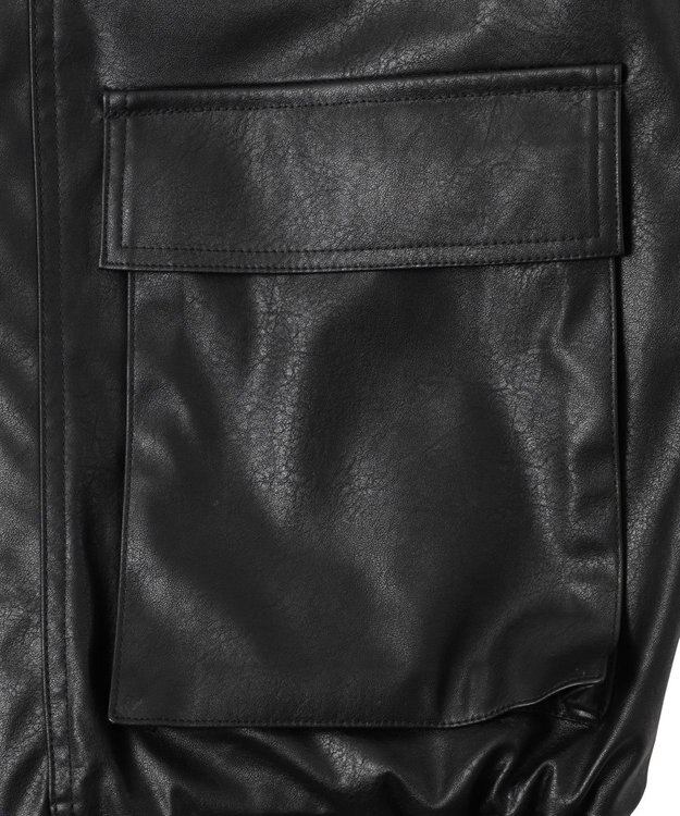 WEGO ヴィンテージライクFレザーブルゾン ブラック