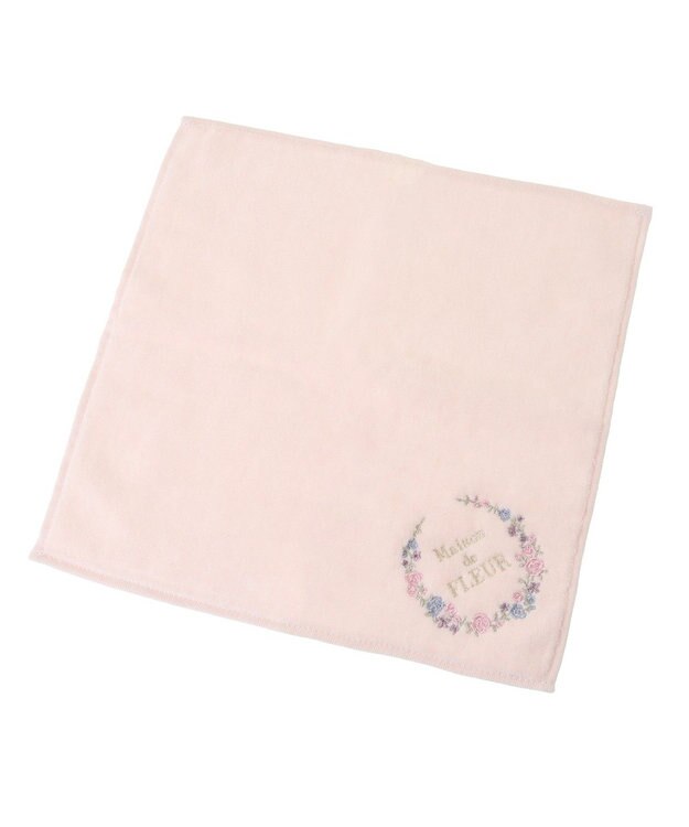 Maison de FLEUR フラワーフレーム刺繍タオルハンカチ Light Pink