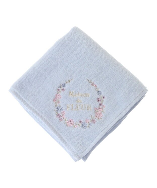 Maison de FLEUR フラワーフレーム刺繍タオルハンカチ Blue