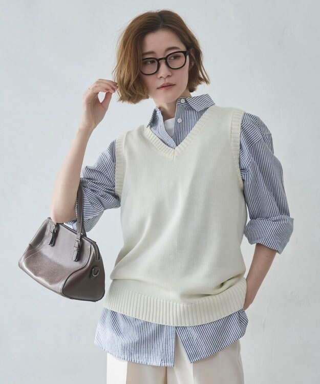 WEGO 【2026春夏】ベーシックニットベスト オフホワイト