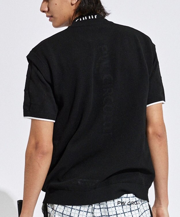 PW CIRCULUS 【MEN】バッグメッシュ ニットベスト ブラック系