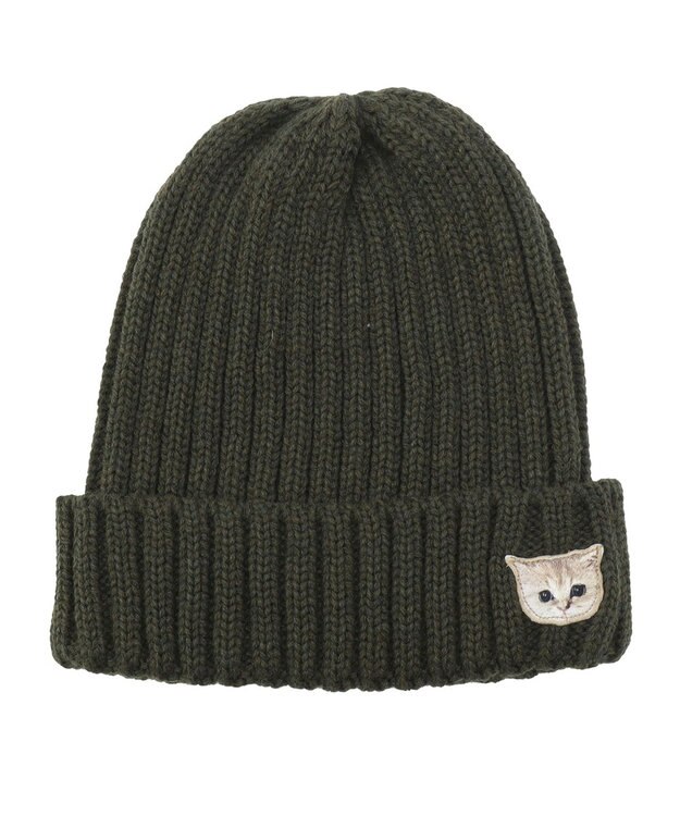 MOONBAT 【FUDGE11月号掲載】PAUL & JOE ACCESSOIRES ヌネット刺繍ワッペン付リブニット帽 ダークグリーン