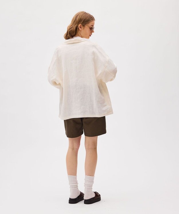 LENO FRENCH WORK HEVY LINEN COVER ALL《UNISEX》 カバーオールリネンジャケット WHITE