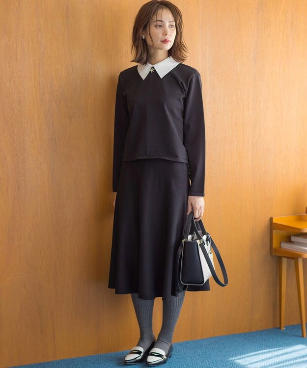 組曲 【WEB限定】ELENA襟付き セットアップワンピ ブラック系