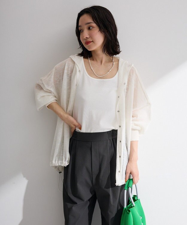 Green Parks リングドットニットパーカー White