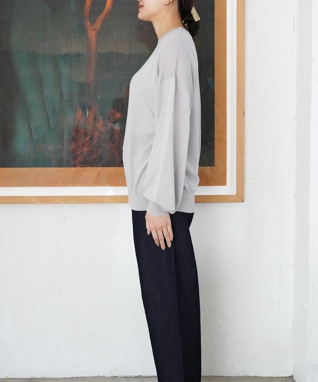 TOQUE 〈大草直子さんアドバイザー〉ウォッシャブルシルク×コットン ニットロングスリーブ グレー