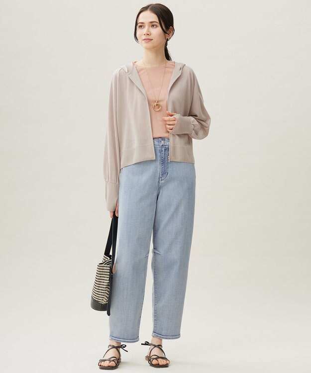 自由区 L 【19号サイズまで展開】ウスカルデニムダーツカーブ パンツ ライトインディゴ