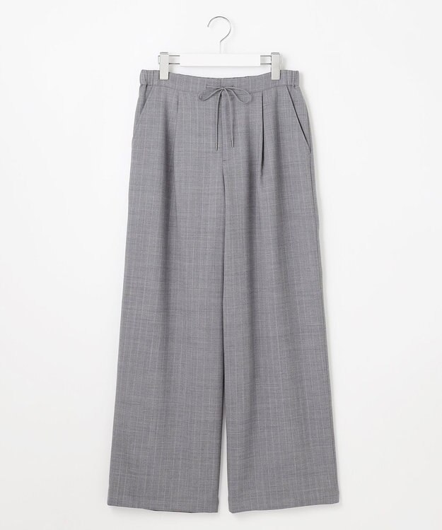 J.PRESS LADIES 【洗える】サイロウォッシャブル2wayストライプ ワイド パンツ グレーストライプ系1