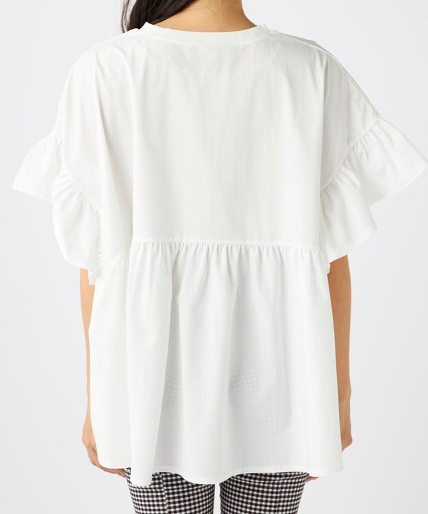 OP／FILA 【Ocean Pacific】らくティブ｜ティアード袖フレアカットソー ホワイト