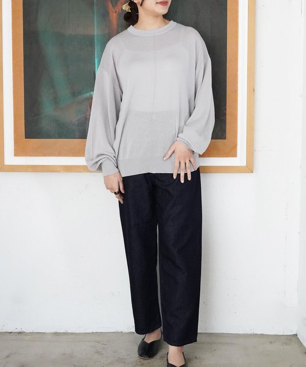 TOQUE 〈大草直子さんアドバイザー〉ウォッシャブルシルク×コットン ニットロングスリーブ グレー