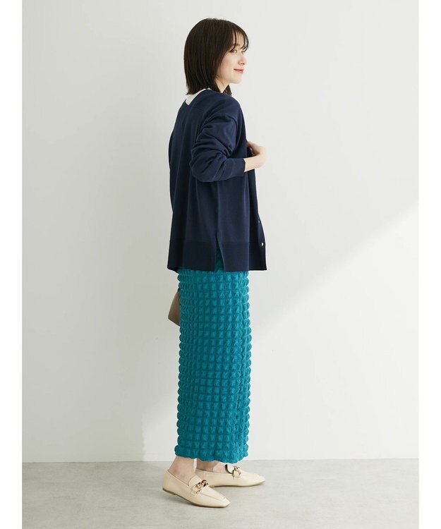 Green Parks ゴールド釦ニットカーディガン Navy