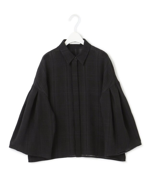 ICB 【日本製・洗える】SASHIKO CHECK シャツ ブラック系