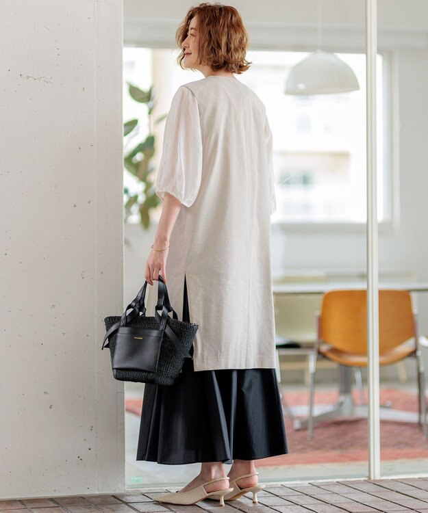 23区 【CLASSY.6月号掲載/洗える】リネンレーヨンストレッチ ジレ ベージュ