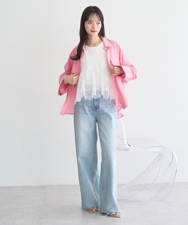 earth music&ecology フリンジレースバックリボンキャミ Off White