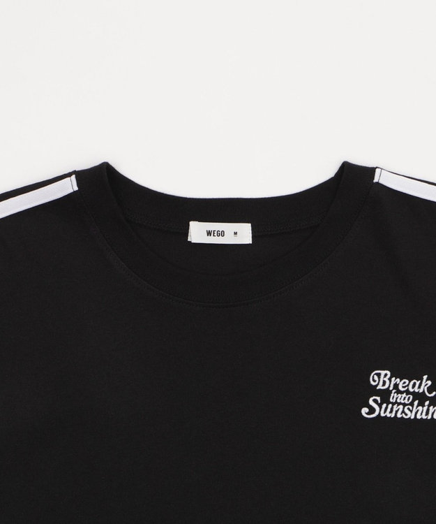 WEGO 2ラインリボングラフィックショートT ブラック