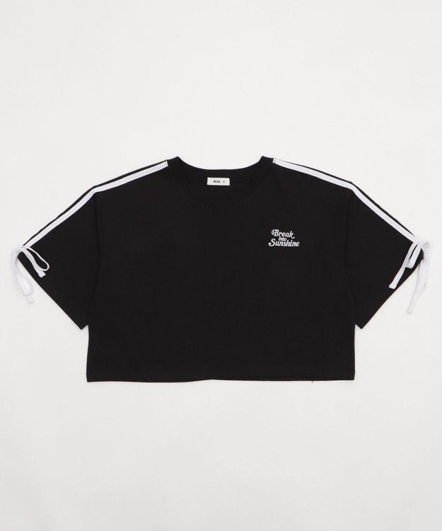 WEGO 2ラインリボングラフィックショートT ブラック