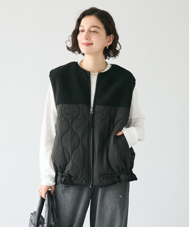 CRAFT STANDARD BOUTIQUE ボアキルティングベスト Black