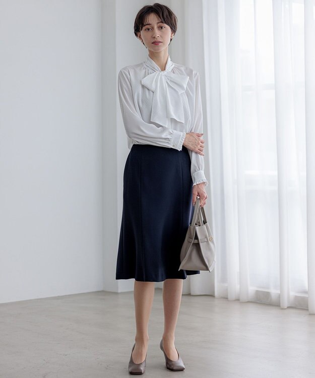 23区 S 【洗える】ドットドビーデシン ブラウス ホワイト系