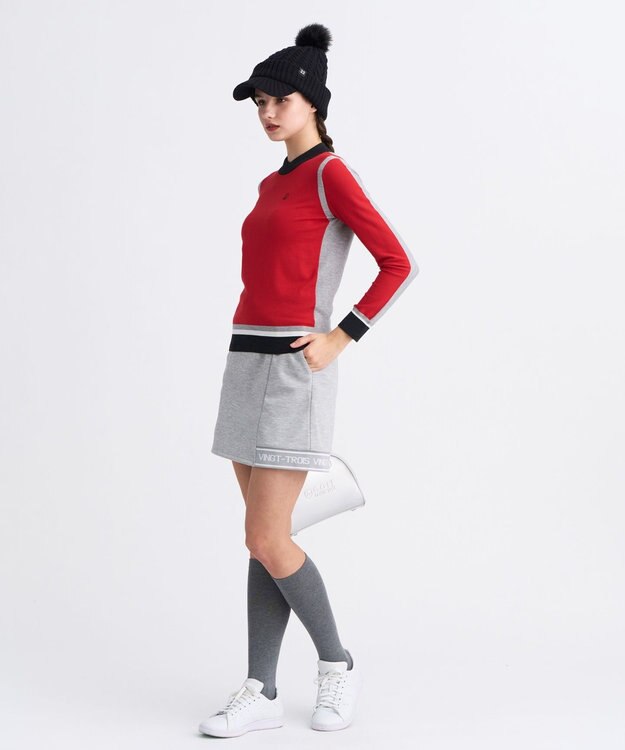 23区GOLF 【WOMEN】カラーブロックセーター レッド系