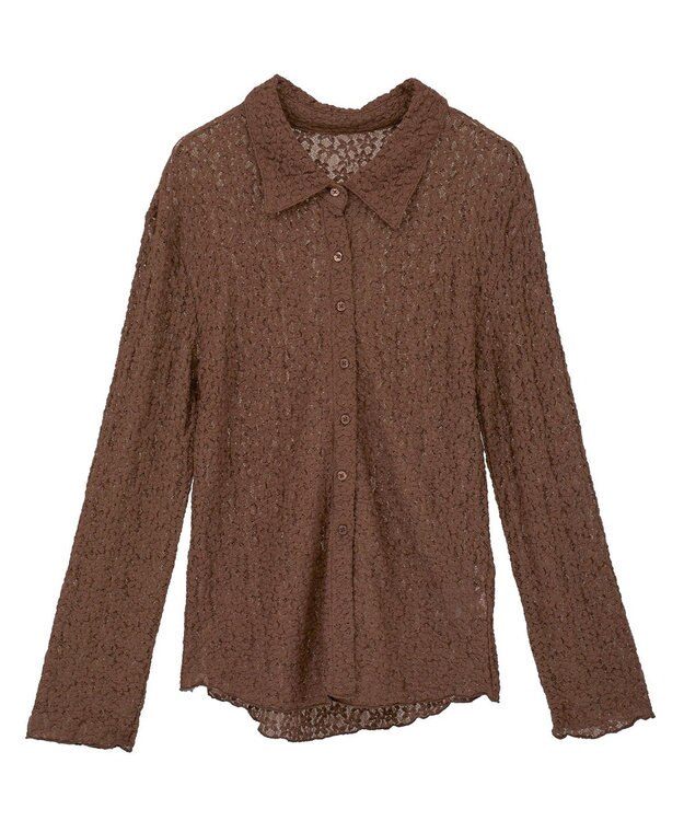 Green Parks カットレースシャツプルオーバー Brown