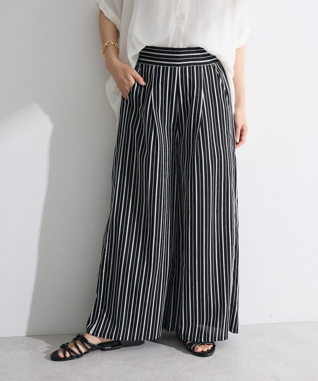 Green Parks ・ＥＬＥＮＣＡＲＥ　ＤＵＥ　ストライプワイドパンツ Black