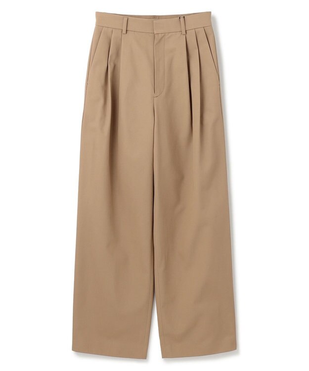BEIGE， 【洗える】GAZANIA / コットンチノ2タックワイドパンツ Camel Beige
