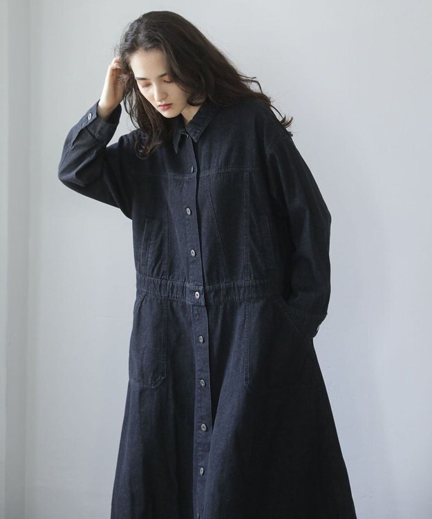 Green Parks ■ＥＳＣＡＲ　デニムロングジャケットワンピース Black