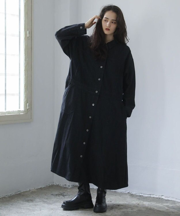Green Parks ■ＥＳＣＡＲ　デニムロングジャケットワンピース Black