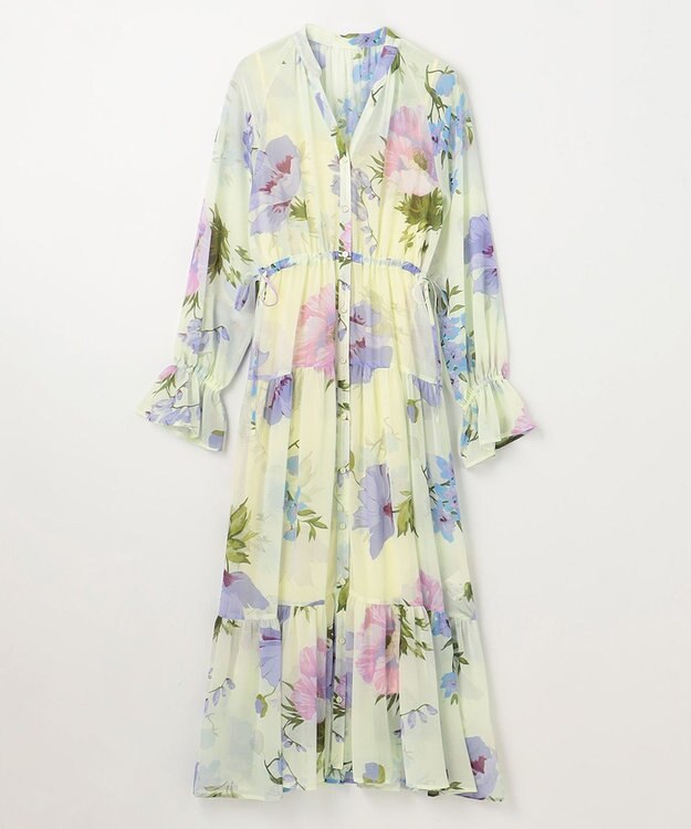 GRACE CONTINENTAL ビッグボタニカルシャツワンピース イエロー