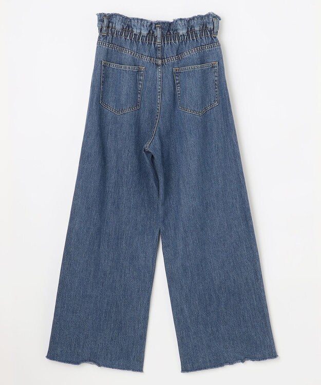 NAVE 【ReNAVE・洗える/軽量】ライトデニム ウエストギャザーパンツ ブルー系
