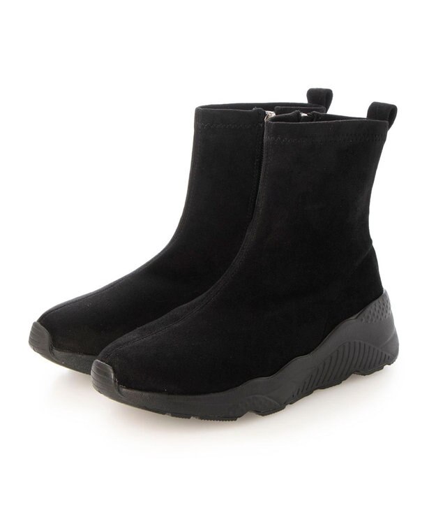 MODE ET JACOMO <noyau>軽量スニーカーショートブーツ ブラックスエード