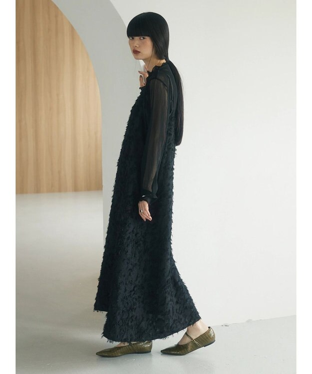 Green Parks armonia．フェザージャガードキャミワンピース Black