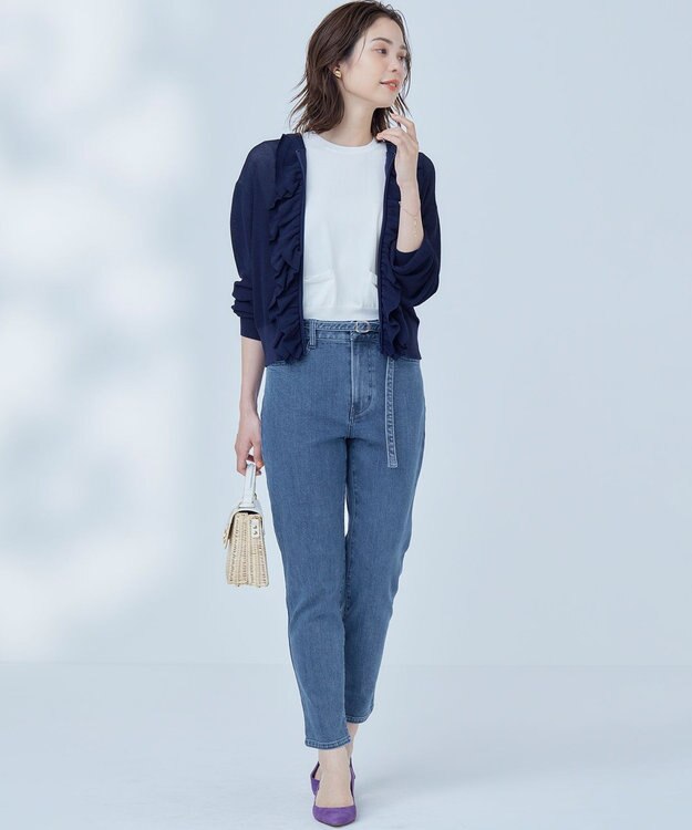 組曲 【WEB限定】  シアーニットフリルパーカー ネイビー系