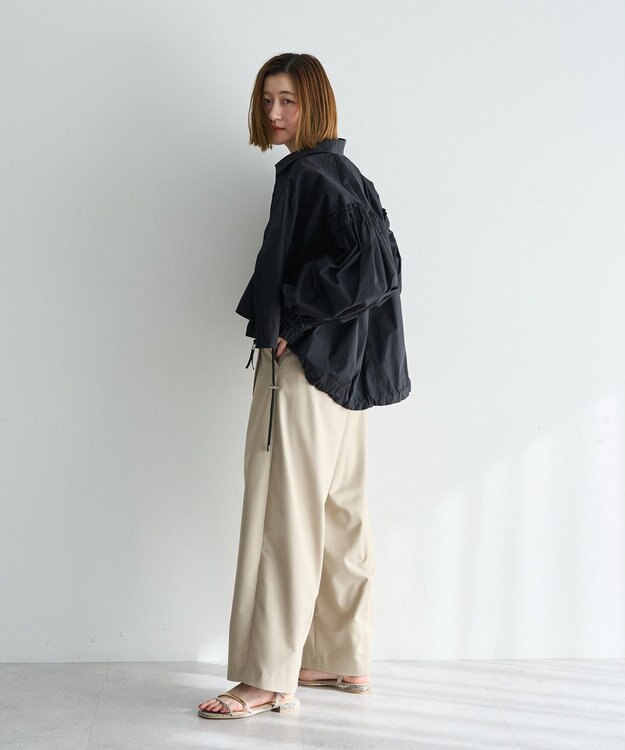 YECCA VECCA ボリュームギャザーデザインZIPブルゾン Black