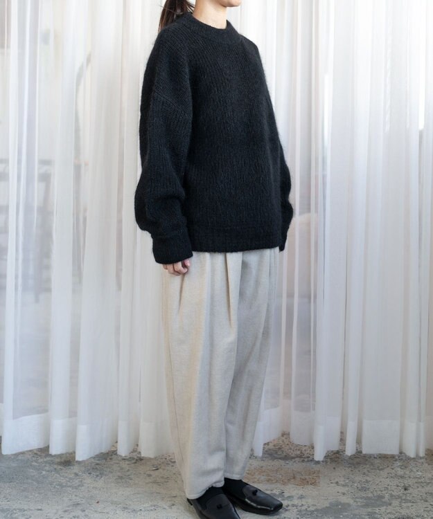 muuc 〈天然素材の上質なモヘヤ〉アルパカモヘヤ畦編みプルオーバー〈日本製〉 ブラック