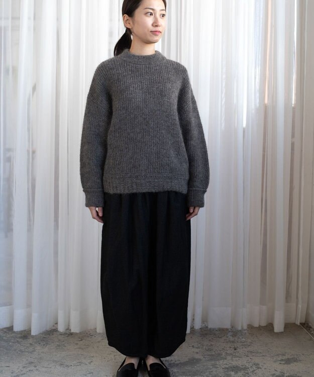 muuc 〈天然素材の上質なモヘヤ〉アルパカモヘヤ畦編みプルオーバー〈日本製〉 グレーブラウン