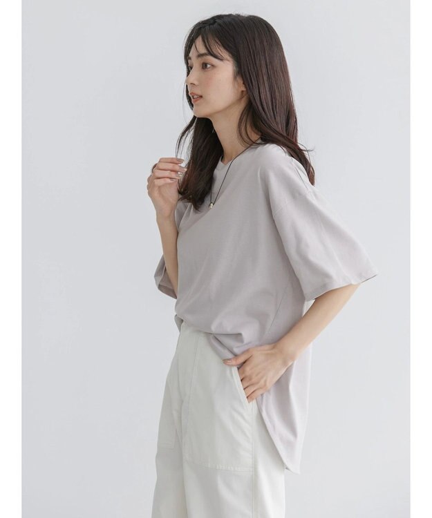 AMERICAN HOLIC 抗菌防臭ラウンドテールカットプルオーバー Gray Beige