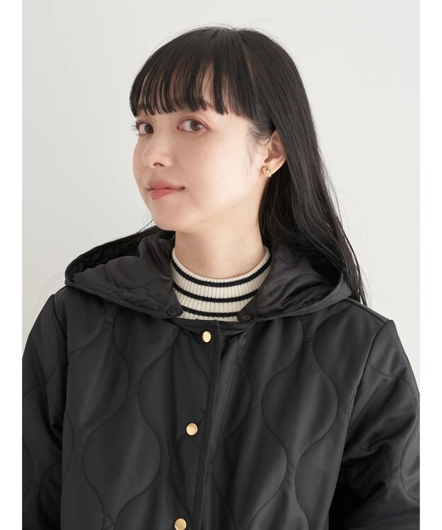 earth music&ecology ２ｗａｙキルティングコート Black