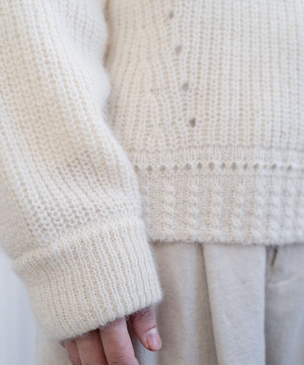 muuc 〈天然素材の上質なモヘヤ〉アルパカモヘヤ畦編みプルオーバー〈日本製〉 ホワイト