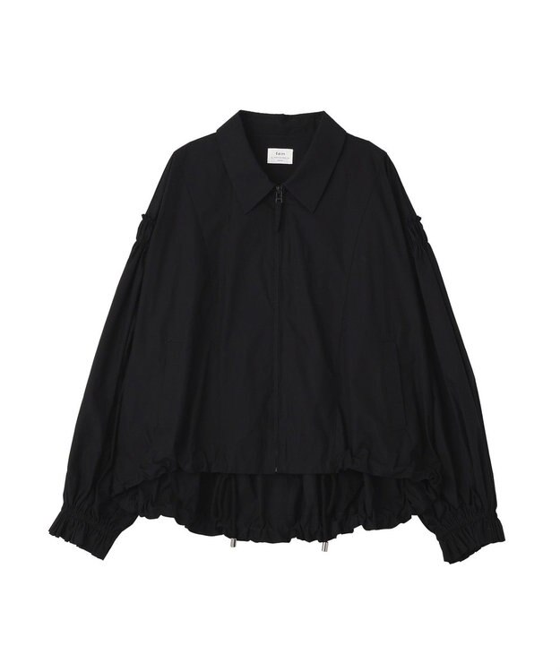 YECCA VECCA ボリュームギャザーデザインZIPブルゾン Black