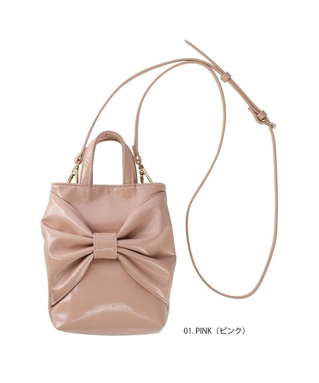 ROOTOTE 0670【直営店限定:ミニショルダー】ベビールーエナメルリボン-A 01：ピンク
