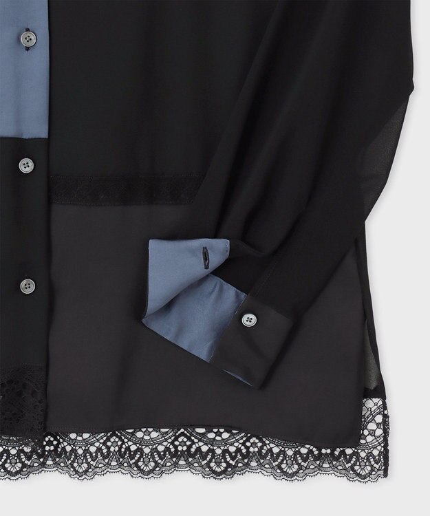 Paul Smith カラーブロック レース ブラウス ブラック