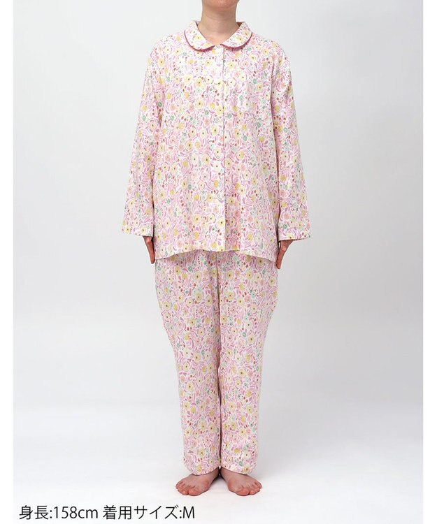 Wing パジャマ 綿100%(本体) レディース 長袖 長ズボン EP7048 ウイング／ワコール ピンク