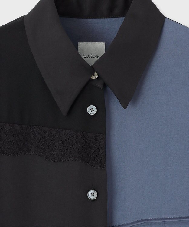 Paul Smith カラーブロック レース ブラウス ブラック