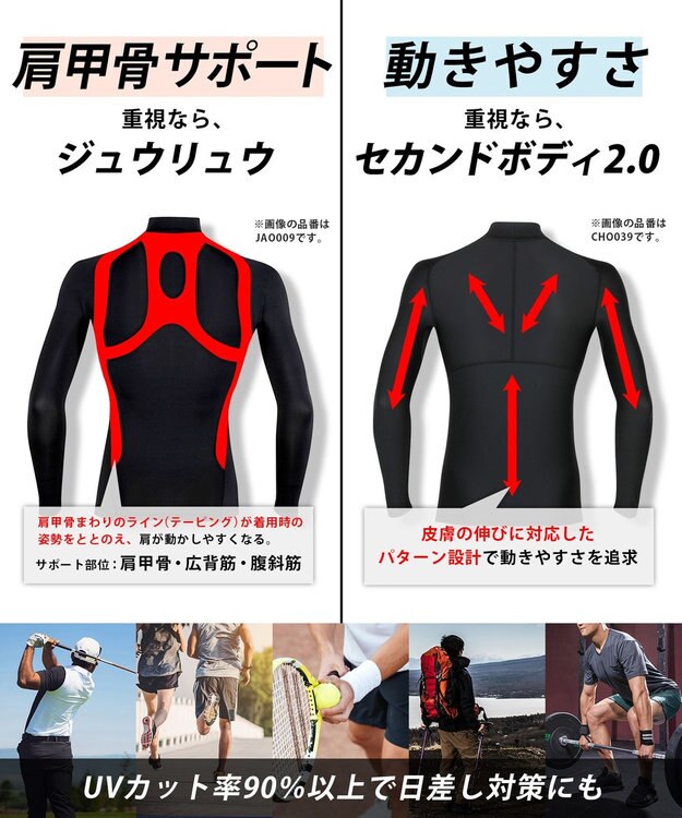 CW-X 【MEN】 CW-X メンズ 機能性トップス 【JYURYU TOP】 長袖 肩が動かしやすくなる 運動時の疲労を軽減 ゴルフ 球技 マラソン 保温(本体) JAO789 /ワコール ブラック