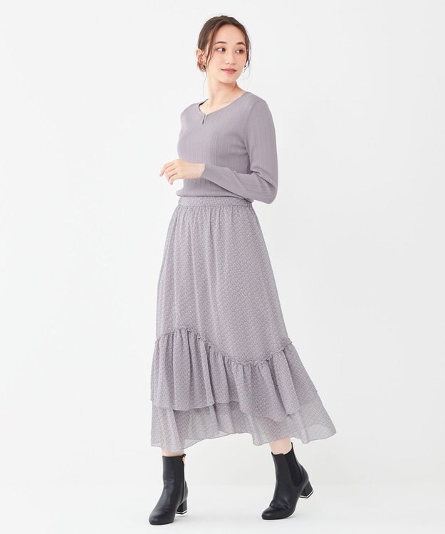 ANY SIS 【洗える】ティアードプリント スカート ラベンダー